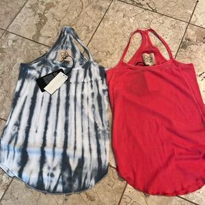 Lot of Qty 2 NWT Chaser Racer Back Tie Die and Watermelon Tee XS